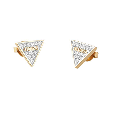 Guess - Třpytivé pozlacené náušnice s krystaly Studs Party JUBE02156JWYGT/U