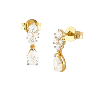 Guess - Třpytivé visací náušnice z pozlaceného stříbra Jardin JSBE04492JWYGT/U