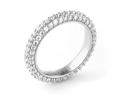 Guess - Třpytivý ocelový prsten se zirkony Infinity JUBR04672JWRH