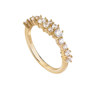 Guess - Třpytivý pozlacený prsten se zirkony Jardin JSBR04480JWYG