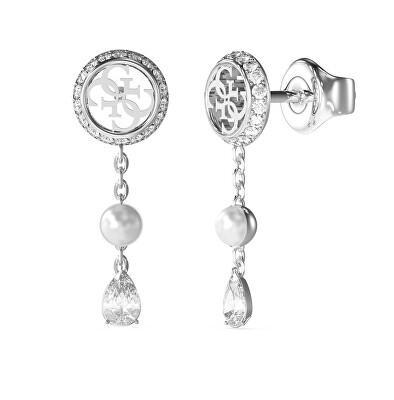 Guess - Visací náušnice s perličkou a zirkony Tiny Pearly JUBE05521JWRHT/U