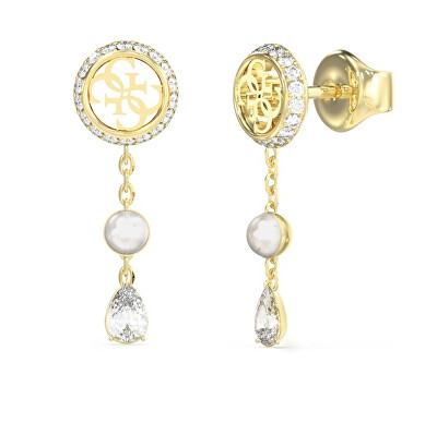 Guess - Visací náušnice s perličkou a zirkony Tiny Pearly JUBE05521JWYGT/U