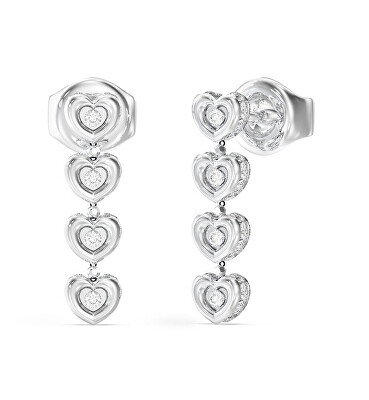 Guess - Visací srdíčkové náušnice s krystaly L.O.V.E. JUBE05473JWRHT/U