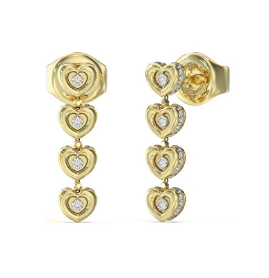 Guess - Visací srdíčkové náušnice s krystaly L.O.V.E. JUBE05473JWYGT/U