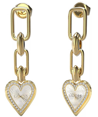 Guess - Romantické pozlacené náušnice se zirkony Love Me Tender JUBE03236JWYGRHT-U