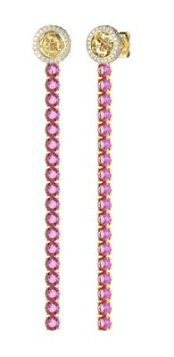 Guess - Výrazné pozlacené náušnice s růžovými krystaly Paradise JUBE05144JWYGFCT/U