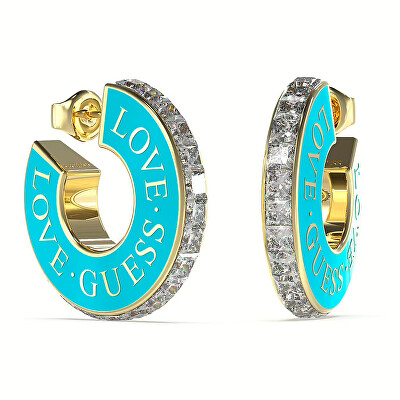 Guess - Výrazné pozlacené náušnice se zirkony Love Guess JUBE04083JWYGTQT/U