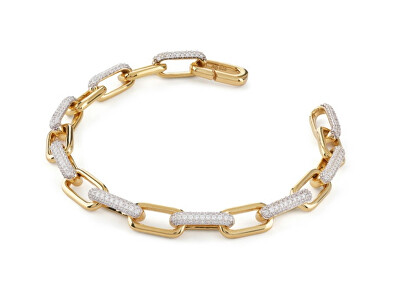 Guess - Výrazný pozlacený náramek se zirkony Nuances JSBB04534JWYG