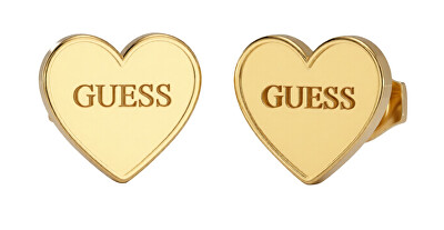 Guess - Slušivé pozlacené náušnice Srdce JUBE02171JWYGT/U