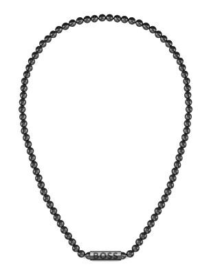 Hugo Boss - Černý náhrdelník z oceli s korálky Sphere 1580657