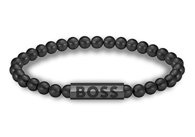 Hugo Boss - Černý náramek s korálky Sphere 1580659