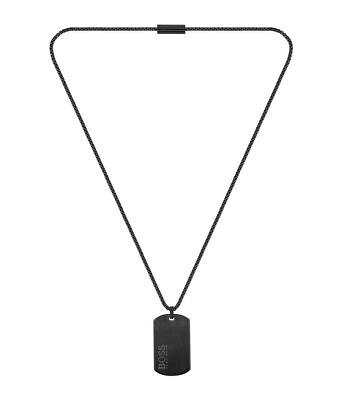 Hugo Boss - Černý pánský náhrdelník Vojenská známka ID 1580052