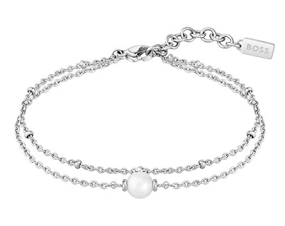Hugo Boss - Dvojitý ocelový náramek s perlou Cora 1580268