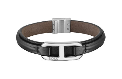 Hugo Boss - Elegantní kožený černý náramek Kode 1580783