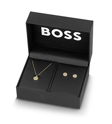 Hugo Boss - Luxusní sada pozlacených šperků Medallion 1570149 (náhrdelník, náušnice)