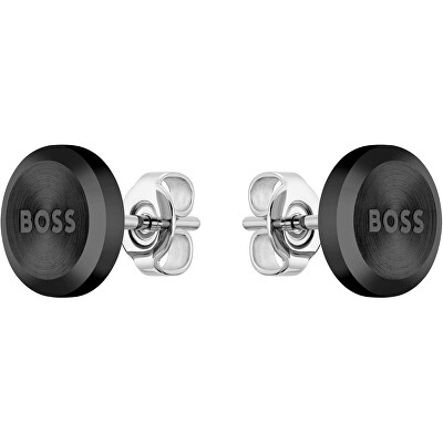 Hugo Boss - Minimalistické černé náušnice Yann 1580476