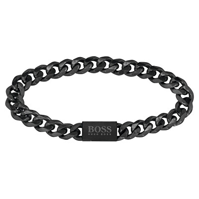 Hugo Boss - Moderní černý náramek z oceli Chain Link 1580145