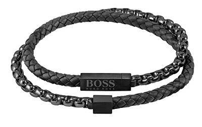 Hugo Boss - Módní černý náramek pro muže Blended 1580150