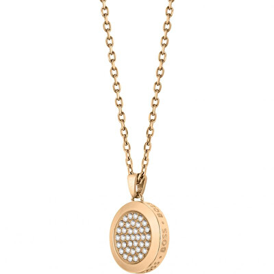 Hugo Boss - Oslnivý bronzový náhrdelník s krystaly Medallion 1580383