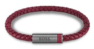 Hugo Boss - Stylový vínový kožený náramek Ares Single 1580626