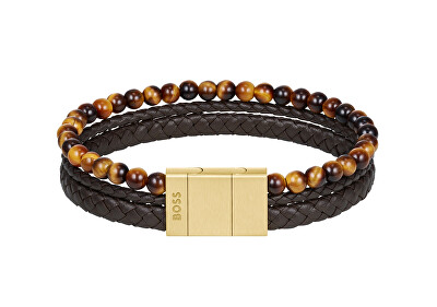 Hugo Boss - Trojitý hnědý náramek pro muže Sphere 1580787