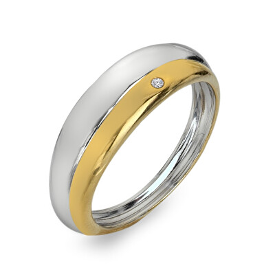 Hot Diamonds - Bicolor stříbrný prsten s diamantem Droplet DR312