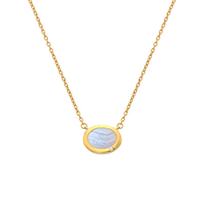 Hot Diamonds - Elegantní pozlacený náhrdelník s achátem a diamantem Gemstones DN202