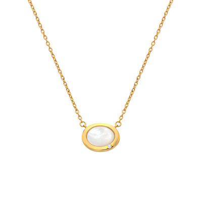 Hot Diamonds - Elegantní pozlacený náhrdelník s perletí a diamantem Gemstones DN200