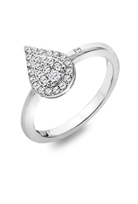 Hot Diamonds - Elegantní stříbrný prsten s diamantem a topazy Glimmer DR255