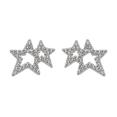 Hot Diamonds - Hvězdičkové stříbrné náušnice s diamantem a topazy Shimmer DE875