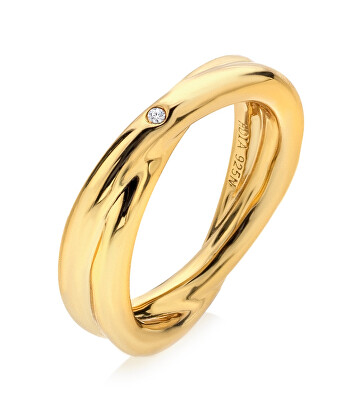 Hot Diamonds - Minimalistický pozlacený prsten s pravým diamantem Jac Jossa Soul DR292