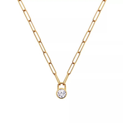 Hot Diamonds - Colier delicat placat cu aur cu topaz și diamant Revolve DN221