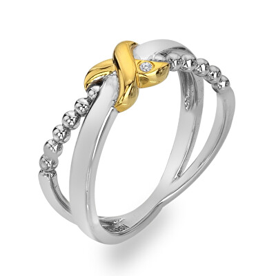 Hot Diamonds - Luxusní bicolor prsten s diamantem Coupled DR306
