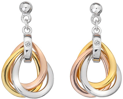 Hot Diamonds - Tricolor náušnice ze stříbra s diamanty Trio DE645