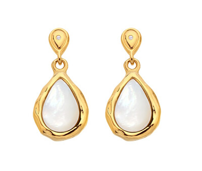 Hot Diamonds - Pozlacené visací náušnice s diamanty a perletí Gemstones DE818