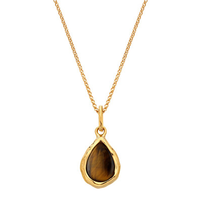 Hot Diamonds - Pozlacený náhrdelník s diamantem a tygřím okem Gemstones DP1028 (řetízek, přívěsek)