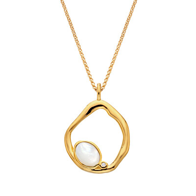 Hot Diamonds - Pozlacený náhrdelník s perletí a diamantem Gemstones DP1023 (řetízek, přívěsek)