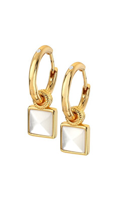 Hot Diamonds - Půvabné kruhové náušnice s diamanty a perletí 2v1 Jac Jossa Hope DE714