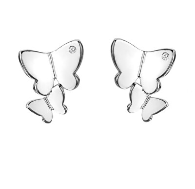 Hot Diamonds - Půvabné stříbrné náušnice s diamanty Flutter DE733