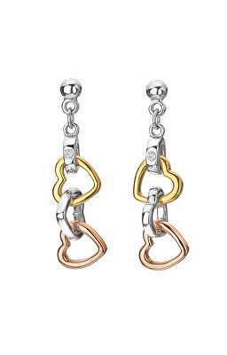 Hot Diamonds - Půvabné stříbrné tricolor náušnice s diamanty Trio DE703