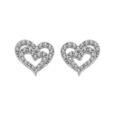 Hot Diamonds - Srdíčkové stříbrné náušnice s diamantem a topazy Shimmer DE874