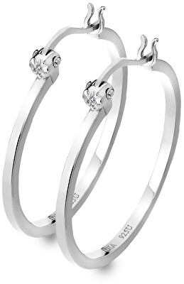 Hot Diamonds - Stříbrné kruhové náušnice s diamanty Hoops DE625