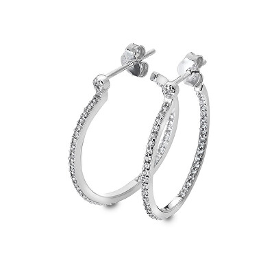 Hot Diamonds - Stříbrné kruhové náušnice s diamanty Hoops Topaz DE623