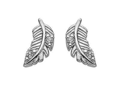 Hot Diamonds - Stříbrné náušnice Pírko s kubickými zirkony Silver Whisper SWE008