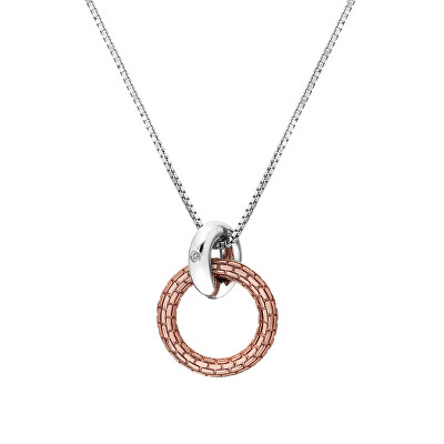 Hot Diamonds - Stříbrný bicolor náhrdelník s diamantem Woven DP867 (řetízek, přívěsek)
