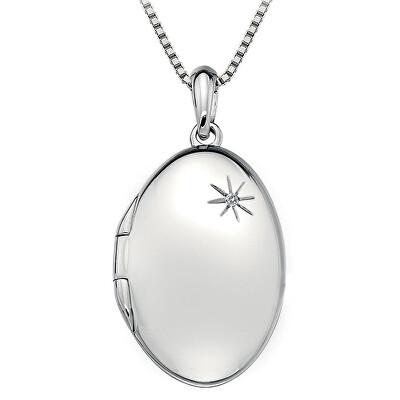 Hot Diamonds - Stříbrný náhrdelník Hot Diamonds Memoirs Oval Locket DP493 (řetízek, přívěsek)