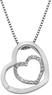 Hot Diamonds - Stříbrný srdíčkový náhrdelník Adorable Encased DP691 (řetízek, přívěsek)