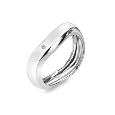 Hot Diamonds - Stříbrný vlnitý prsten s diamantem Fiji DR318