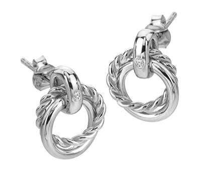 Hot Diamonds - Stylové visací stříbrné náušnice s diamanty Willow DE805