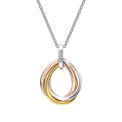 Hot Diamonds - Tricolor náhrdelník s diamanty Trio Teardrop RG DP780 (řetízek, přívěsek)